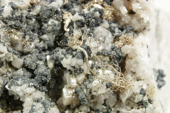 Native Silver Ribbons on Light Pink Dolomite Matrix - Morocco #368317